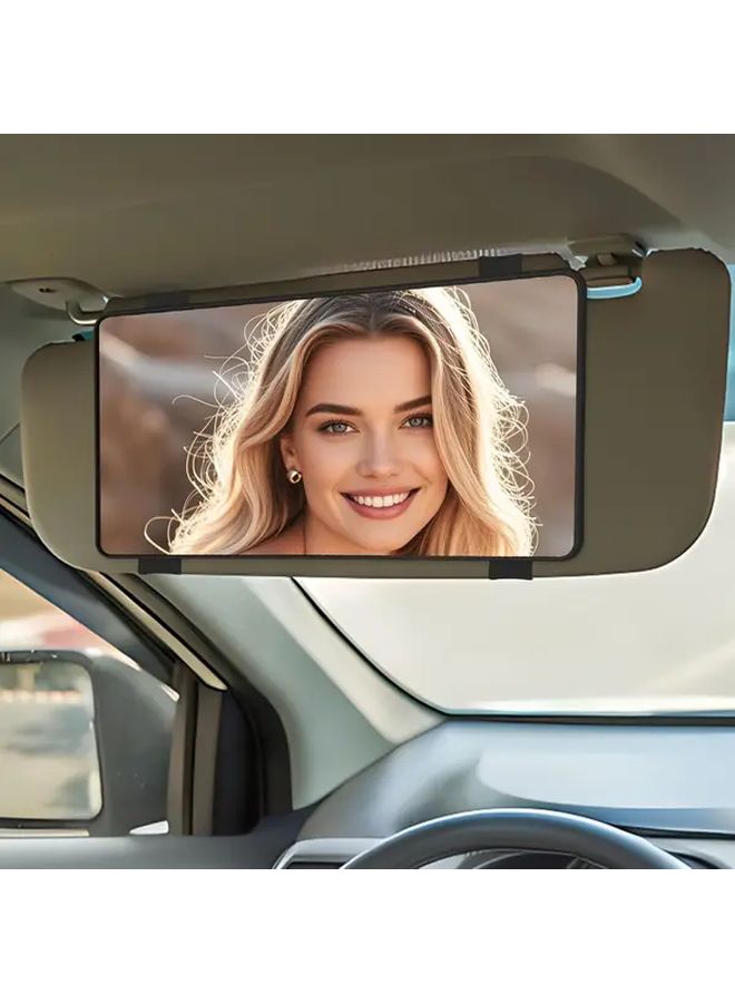 White Car Visor Mirror Clip On for Women Large Vanity Mirror Universal Fit Vehicle Truck - Image 1