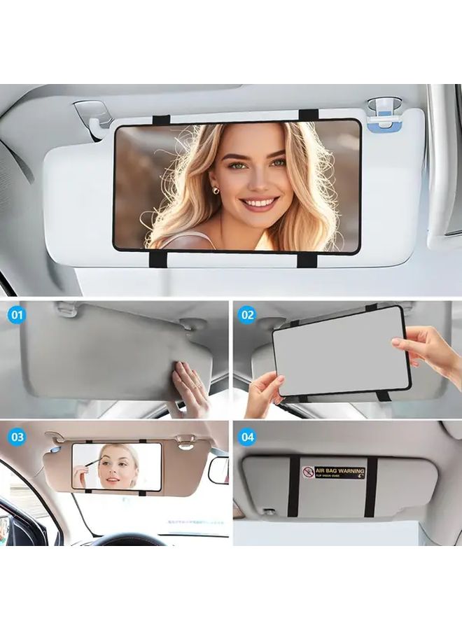 White Car Visor Mirror Clip On for Women Large Vanity Mirror Universal Fit Vehicle Truck - Image 5