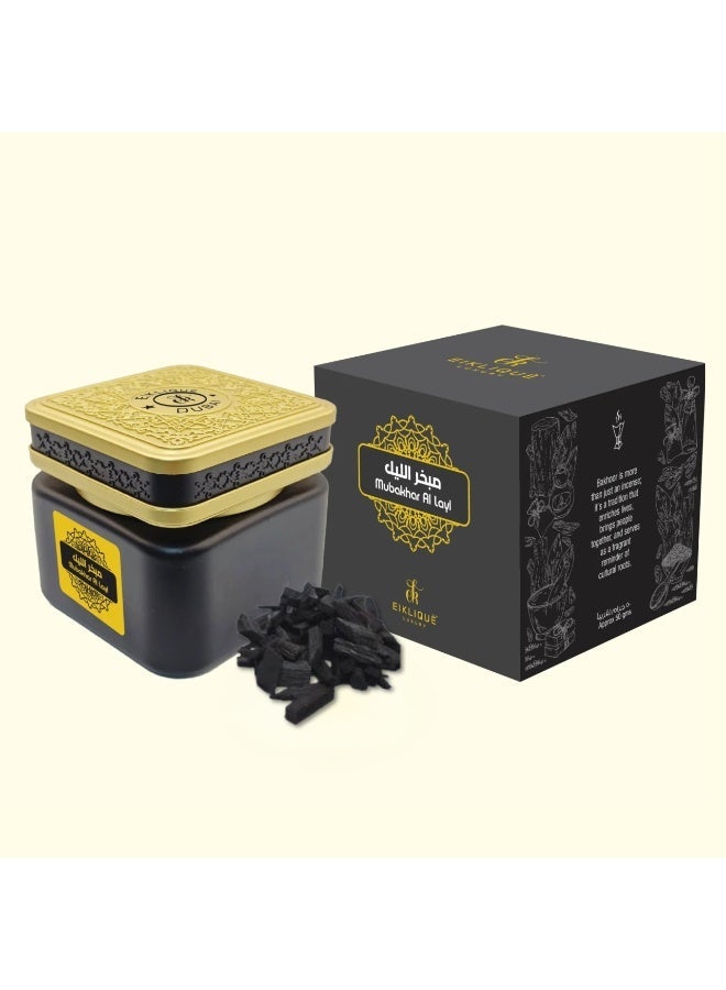 Eiklique Luxury Mubakhar Al Layl Agarwood Chips | Premium Natural Oud Incense for Home, Meditation & Prayer | Long Lasting Arabic Fragrance for Spiritual Rituals, Relaxation & Special Occasions 65g - Image 1