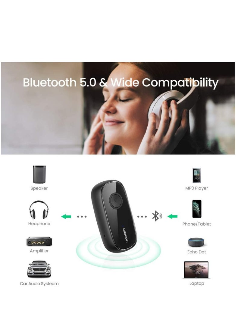 Bluetooth Aux Adapter, Bluetooth 5.0 Audio Receiver for Wireless Music Stream with Hand-free Call, aptX LL, 10H Play Time, Auto-Repair for Car Speaker, Headphone, Audio Sound System - Image 4
