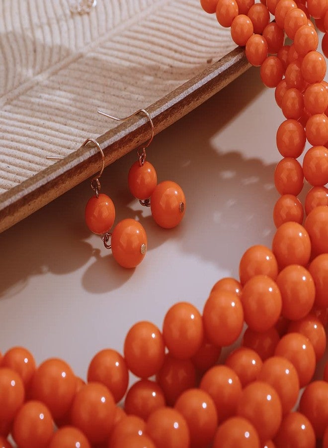 Aimimier 1920s Multi Strand Chunky Beads Cluster Choker Necklace Colorful Beads Twisted Necklace Prom Jewelry for Women (Orange) - Image 5