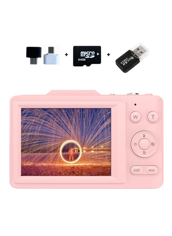 Generic H16 Digital Camera CCD Student Camera 4K SLR Camera 2.8 Inch HD Screen Wholesale-Body Color:H16 Pink 64G Memory Card Android Huawei Adapter USB Card Reader  - Image 1