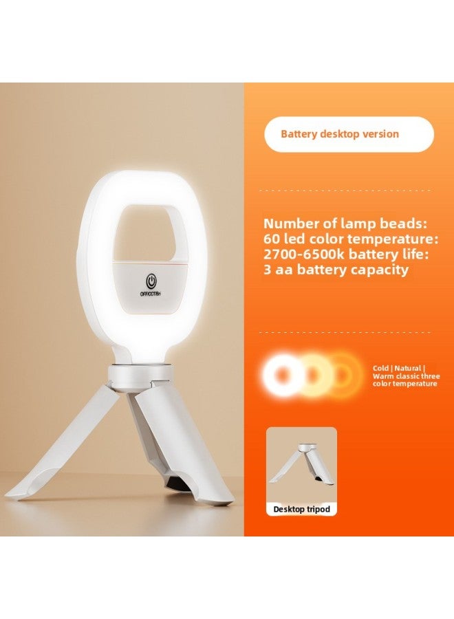 Clamp-on Led Ring Light Mobile Phone Fill Light Portable Photography Selfie Handheld Live Beauty Pocket Light-Specifications:Ring Fill Light 【three-tone Lighting Battery Model】 + Desktop Tripod - Image 1