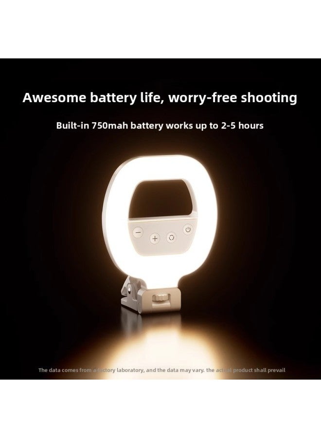 Clamp-on Led Ring Light Mobile Phone Fill Light Portable Photography Selfie Handheld Live Beauty Pocket Light-Specifications:Ring Fill Light 【three-tone Lighting Battery Model】 + Desktop Tripod - Image 3