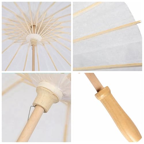 Bestage 32" Chinese Japanese Handmade Cloth Parasol Umbrella,Red Dragon Phoenix Decoration Art Dance Classical Umbrella for Wedding Parties Photography Costumes Cosplay（1 PCS - Image 4
