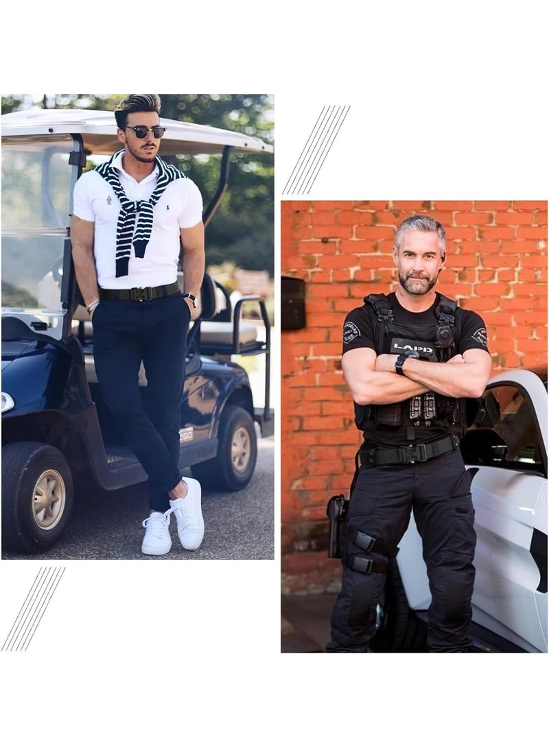 SOLARAE حزام تكتيكي للرجال من النايلون، أحزمة عمل للرجال، قابلة للتعديل، بدون مشبك معدني، حزام عسكري للمشي للرجال مع مشبك سريع التحRelease ثقيل، مناسب للعمل والسفر - Image 4