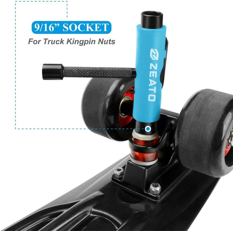 Zeato All-in-One Skate Tools Multi-Function Portable Skateboard T Tool Accessory with T-Type Allen Key and L-Type Phillips Head Wrench Screwdriver - Image 3
