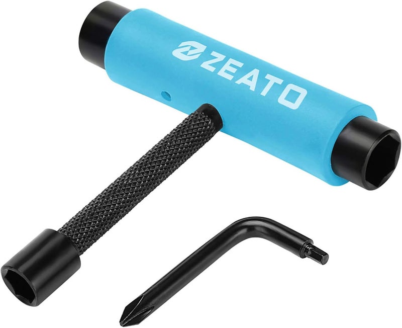 Zeato All-in-One Skate Tools Multi-Function Portable Skateboard T Tool Accessory with T-Type Allen Key and L-Type Phillips Head Wrench Screwdriver - Image 1