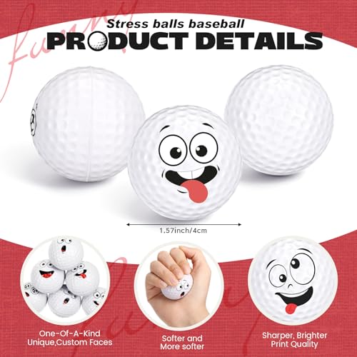 Arrowbash 12 Pcs Mini Face Stress Balls for Boys Girls Sport Funny Face Squeeze Foam Balls for Stress and Anxiety Relief for Party Favors Birthday Gift DecorationGolf - Image 5