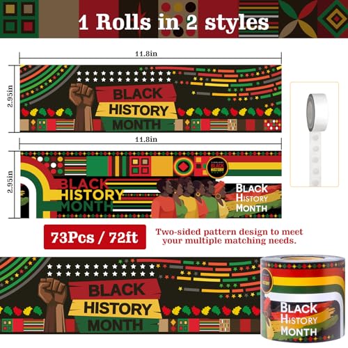 JYNTERPLAY 72ft Black History Month Bulletin Board Border Kente Cloth Two-Sided Printed Trim Paper Classroom Chalkboard Decorations for African American Celebration Party School Decor - Image 2