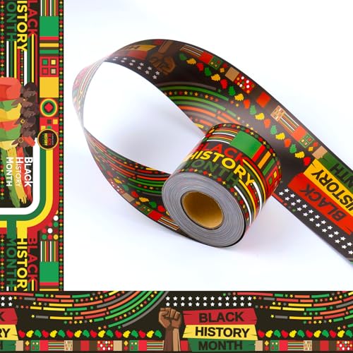 JYNTERPLAY 72ft Black History Month Bulletin Board Border Kente Cloth Two-Sided Printed Trim Paper Classroom Chalkboard Decorations for African American Celebration Party School Decor - Image 1