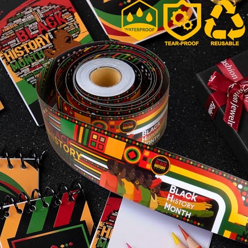 JYNTERPLAY 72ft Black History Month Bulletin Board Border Kente Cloth Two-Sided Printed Trim Paper Classroom Chalkboard Decorations for African American Celebration Party School Decor - Image 4