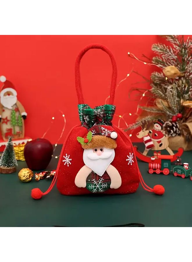 Christmas Gift Bag With Santa Claus Design Reusable Non Woven Fabric With Sturdy Handles - Image 2