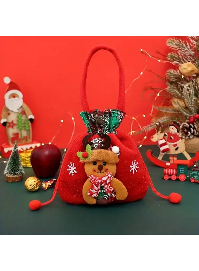 Christmas Gift Bag With Santa Claus Design Reusable Non Woven Fabric With Sturdy Handles - Image 1