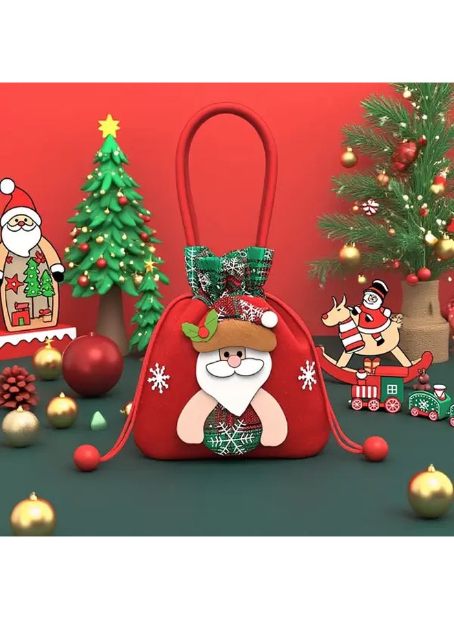 Christmas Gift Bag With Santa Claus Design Reusable Non Woven Fabric With Sturdy Handles - Image 4