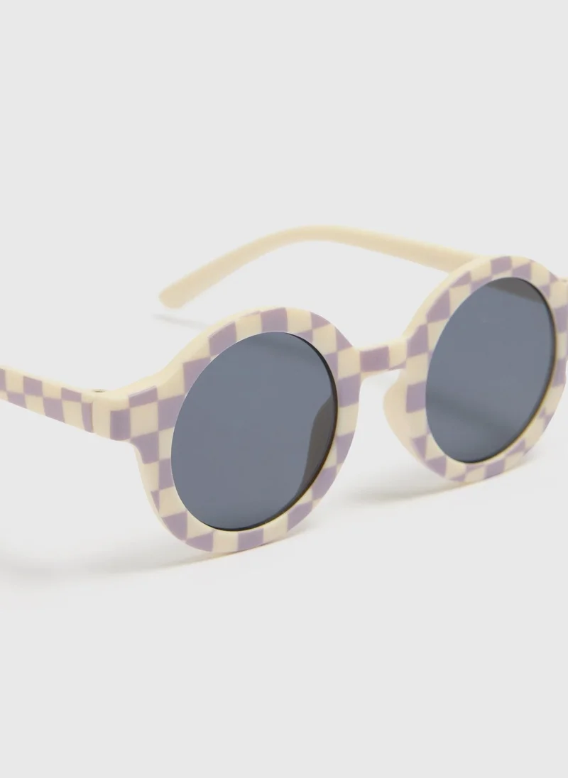 ماتلان Boys Cream Checkerboard Sunglasses