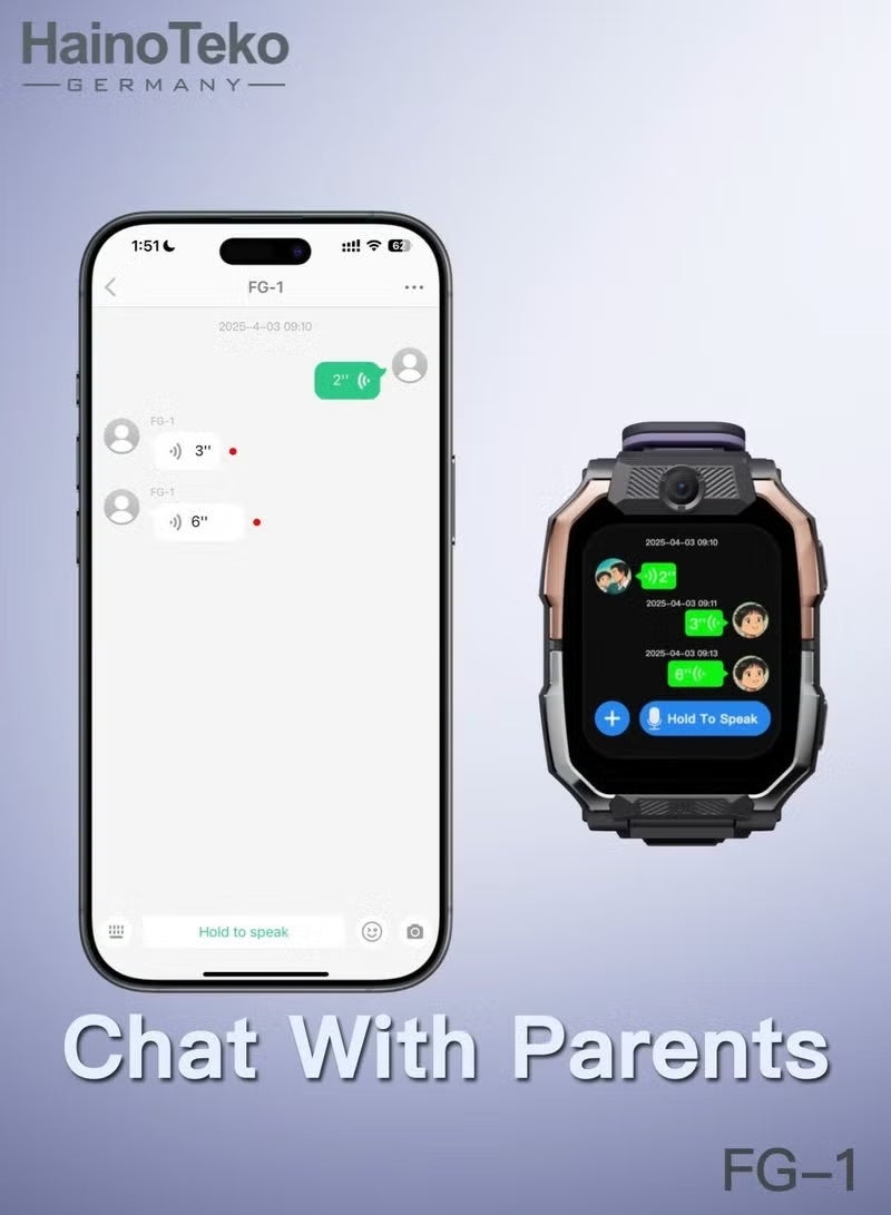 Haino Teko FG-1 Kids’ 5G Smart Watch with SIM Card Support – Dual Front & Back Cameras – Real-Time GPS Tracking, Voice & Video Calling – Durable Black Design with Interactive Learning & Safety Features – Perfect for Kids’ Communication and Entertainment - Image 5