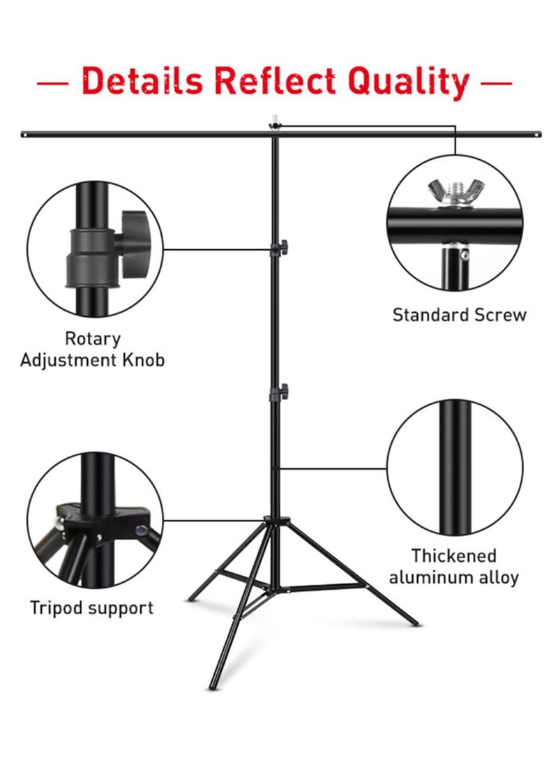 GUDOO - Professional Photography Photo Backdrop Stand T-Shape Background Frame Support Stand with Clamps for Video Studio - Image 1