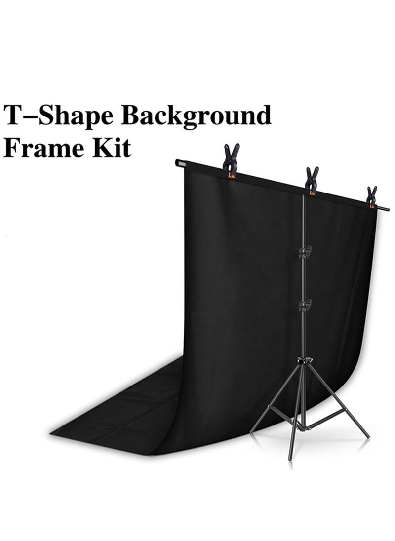 GUDOO - Professional Photography Photo Backdrop Stand T-Shape Background Frame Support Stand with Clamps for Video Studio - Image 1