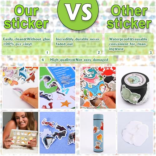 Arme 600Pcs Animal Stickers Pack, Colorful Vinyl Stickers for Water Bottles Computer Skateboad Phone Notebooks, Cute Animal Stickers Waterproof, Pet Stickers for Toddlers Kids Teens Girls Boys - Image 3