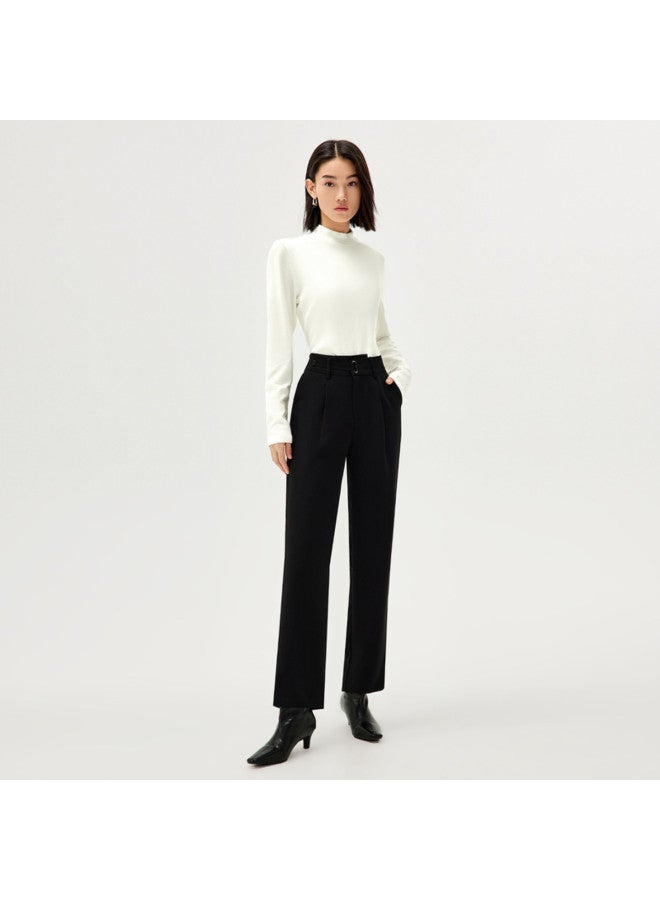 HLA Soft Solid Color Lazy Style Long Sleeve T-Shirt For Women In Spring And Autumn - Image 3