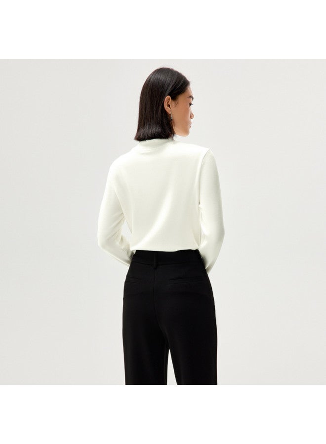 HLA Soft Solid Color Lazy Style Long Sleeve T-Shirt For Women In Spring And Autumn - Image 5