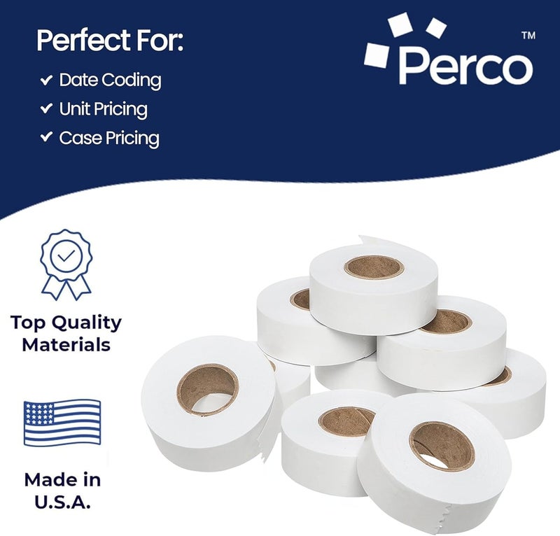 Perco White Garvey 2216 Pricing Labels for Garvey 22-66/22-77/22-88 Two Line Pricing Gun - 9 Rolls, 1 Sleeve - 9,000 Pricemarking Labels and 1 Inker Included - Image 4