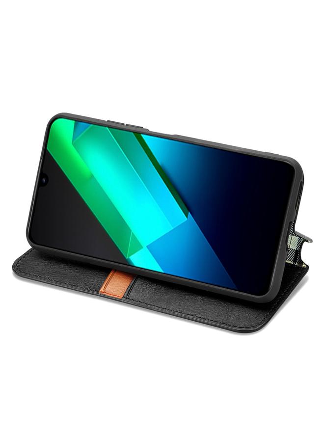 Zaboon Case For Infinix Note 12 G96 Cubic Grid Pressed Magnetic Leather Phone Case - Image 4