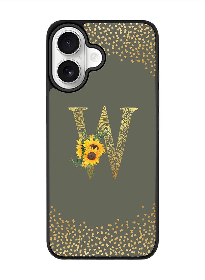 Stylizedd iPhone 17 Case, [Compatible with MagSafe] Slim Magnetic cover Phone Case iPhone 17 -Custom Floral Monogram - W  (Olive Green ) - Image 1