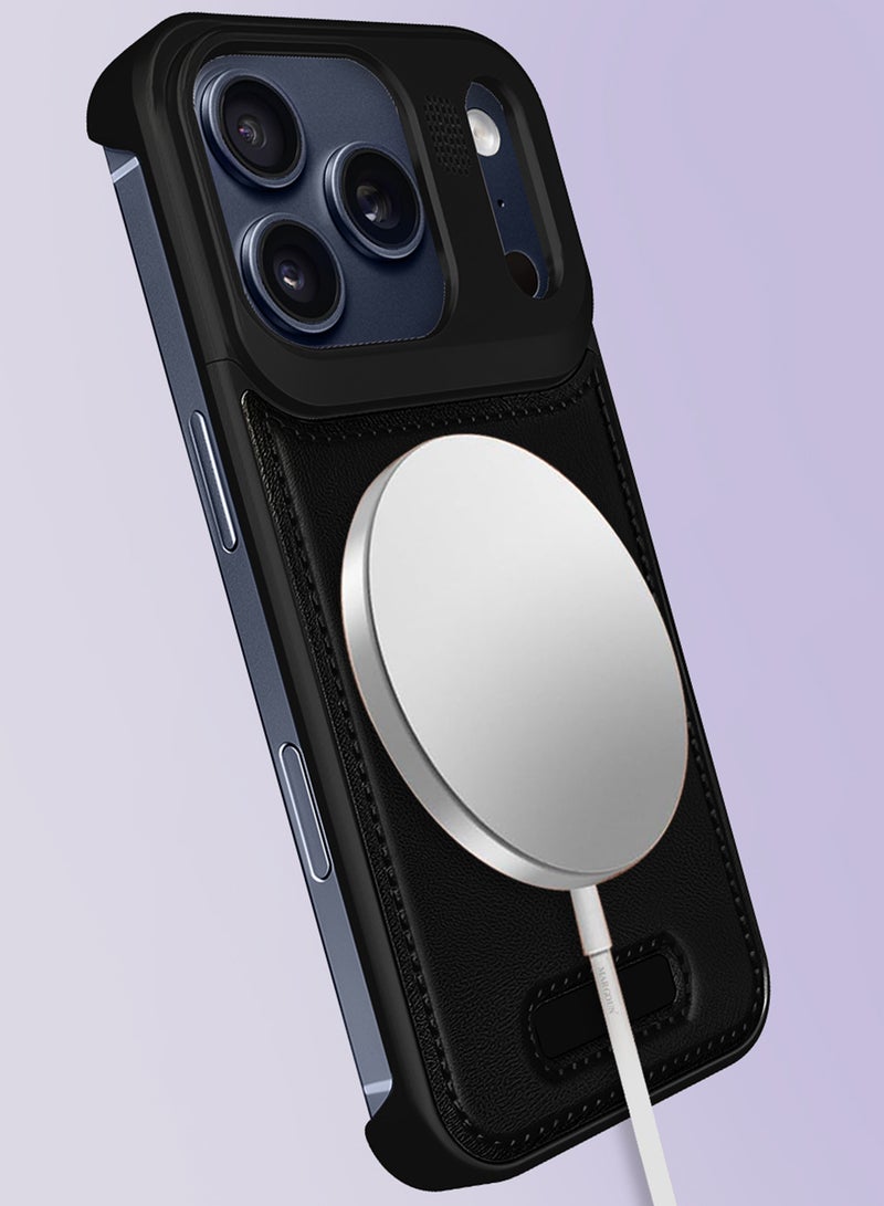 CATANES Leather Aluminum Alloy Metal Case for iPhone 17 Pro Max - with Aromatherapy and MagSafe - Black - Image 4