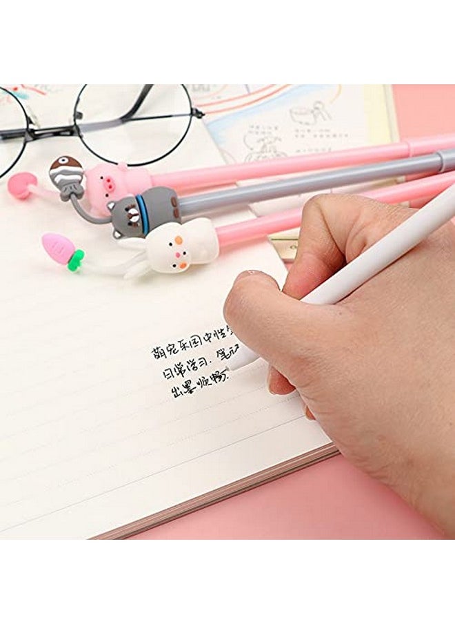 Chinshwehaw Cartoon Animal Pens Ink Pens Gel Pen Writing Pens Neutral Pens School Office Supplies Kids Gifts 0.38Mm Ball Point Color Cat Pens, Pink Rabbit Pens, White Pig Pens 8Pack  - Image 4