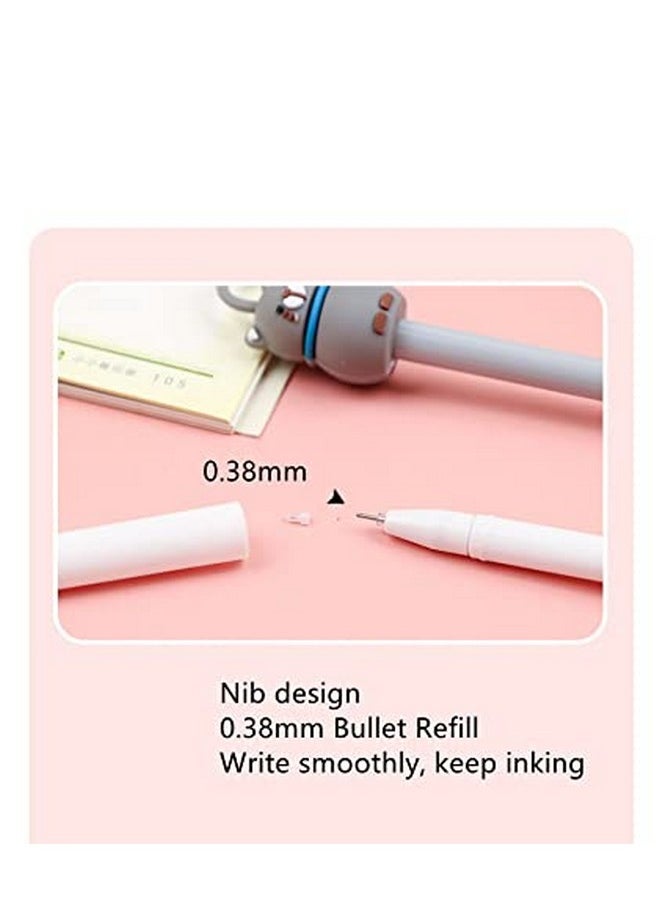 Chinshwehaw Cartoon Animal Pens Ink Pens Gel Pen Writing Pens Neutral Pens School Office Supplies Kids Gifts 0.38Mm Ball Point Color Cat Pens, Pink Rabbit Pens, White Pig Pens 8Pack  - Image 5