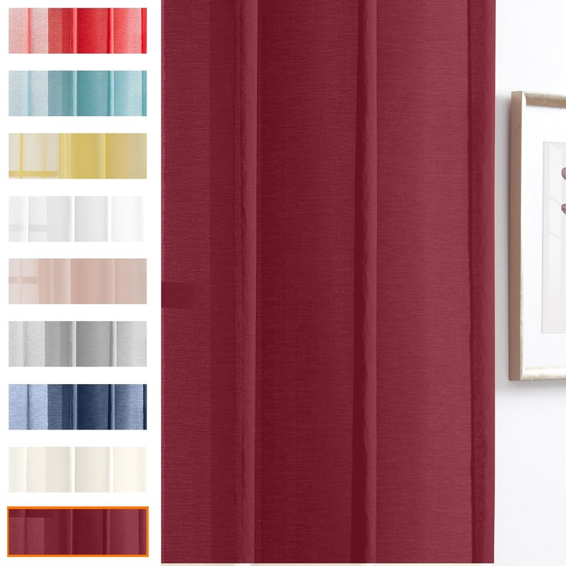 July Joy Semi Linen Look Sheer Curtains for Bedroom, Living Room Grommet Light Filtering Solid Voile Window Curtains, Set of 2 Panels (52 x 84 inch, Yellow) - Image 3