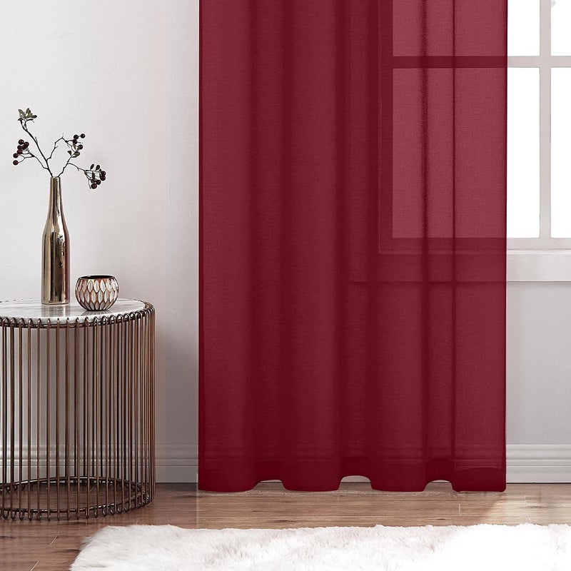 July Joy Semi Linen Look Sheer Curtains for Bedroom, Living Room Grommet Light Filtering Solid Voile Window Curtains, Set of 2 Panels (52 x 84 inch, Yellow) - Image 4