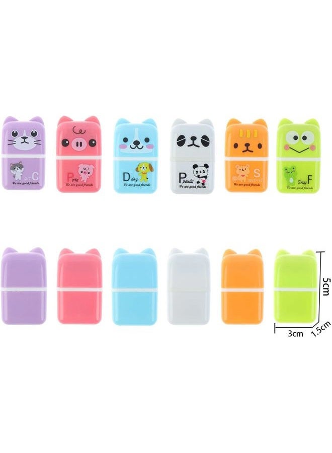 Xgood 36 Pieces Erasers Roller Erasers Cute Animal Cartoon Eraser with Cover 6 Patterns Durable Soft Erasers Gift Eraser with Roller Cases for School, Office, Kids - Image 2