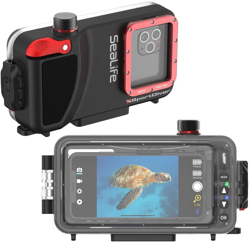 SeaLife Underwater Smartphone Scuba Case – Dive to 130’, Waterproof Photography, Access Camera Controls, Leak Alarms, Fits Most Phones (Without Light) Black - Image 1