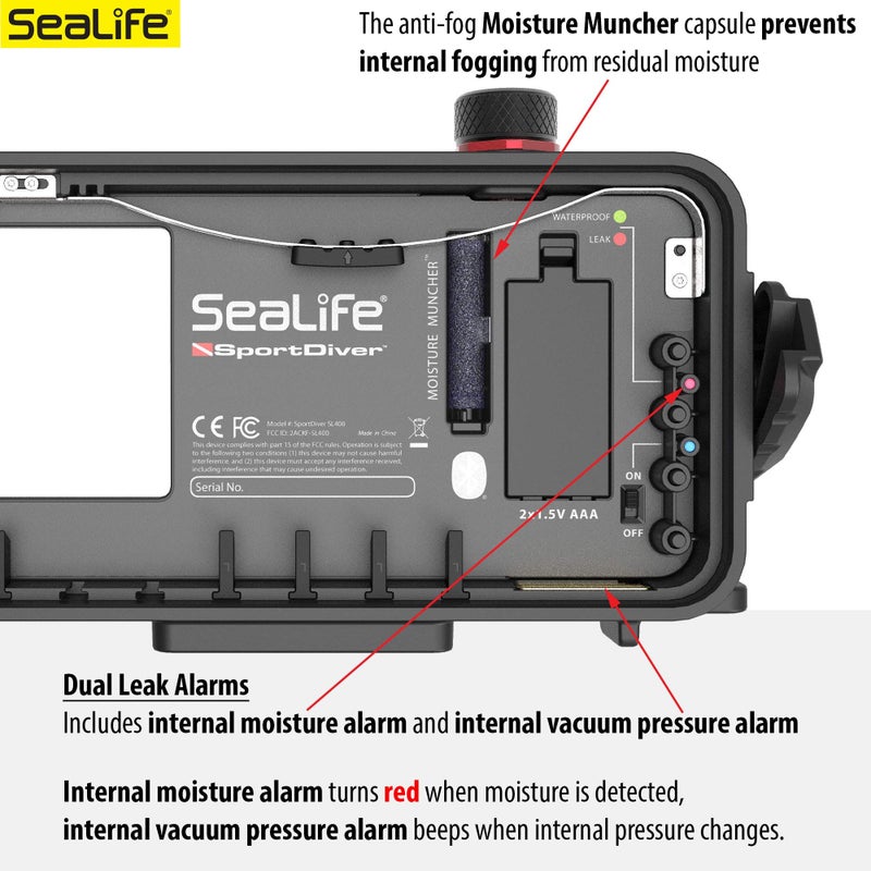 SeaLife Underwater Smartphone Scuba Case – Dive to 130’, Waterproof Photography, Access Camera Controls, Leak Alarms, Fits Most Phones (Without Light) Black - Image 4