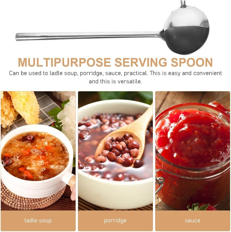 Stainless Steel Gravy Ladle with Long Handle Cooking Sauce Spoon for Kitchen Serving Soup and Oil, Sauce Ladle Spoon for Home Cooking and Entertaining - Image 4