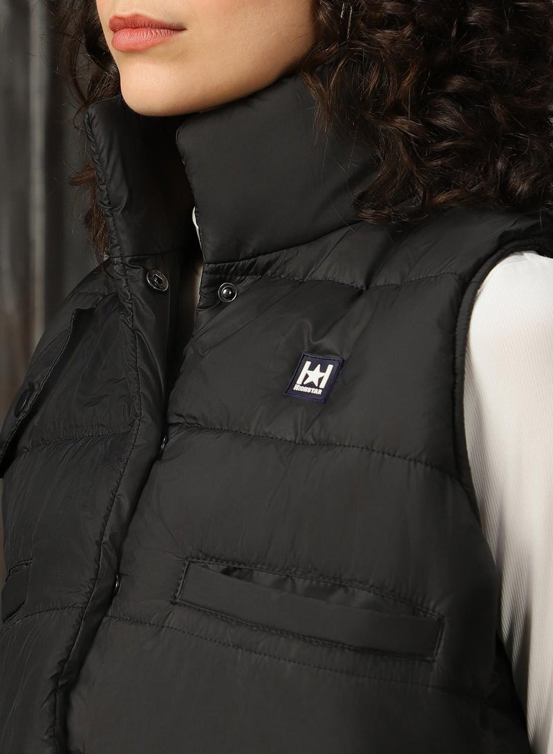 HIGH STAR Women's Black 100% Polyester Printed Regular Fit Jacket - Image 5