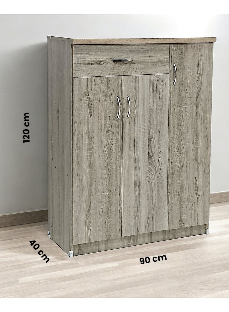 Sabir & Bros Furniture LLC SBF Wooden Shoe Cabinet with 3 Doors and 1 Drawer, 5-Tier Large Storage Shoe Organizer, Thailand Design, Shoe Rack for Hallway and Living Room  - Image 3
