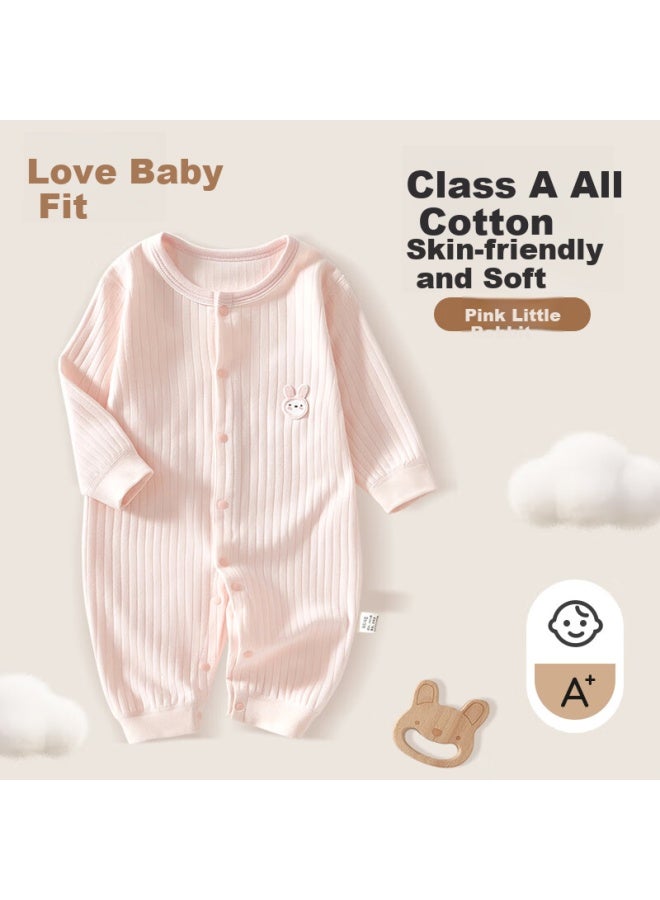 Lovebox Aibao Baby Romper Spring And Summer Pure Cotton Baby Jumpsuit Crawling Clothes Newborn Clothing Pajamas Pink 73cm T142 - Image 1