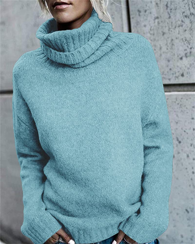 FISACE Womens Oversized Turtleneck Pullover Sweater Cable Knit Long Sleeve Sweater Tops - Image 2