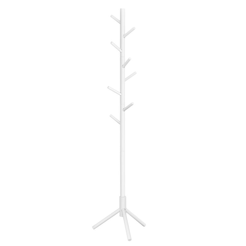 VASAGLE RCR04WT Wooden Coat Rack with 8 Hooks 3 Adjustable Heights for Clothes Hats Bags Entryway Living Room Bedroom Office White