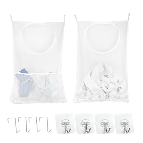 ZIIYAN 2 Pack Door Hanging Laundry Hamper Bag, Mesh Laundry Bag, Large Dirty Clothes Bag Over the Door Organizer - Image 1