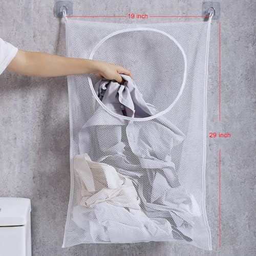 ZIIYAN 2 Pack Door Hanging Laundry Hamper Bag, Mesh Laundry Bag, Large Dirty Clothes Bag Over the Door Organizer - Image 2