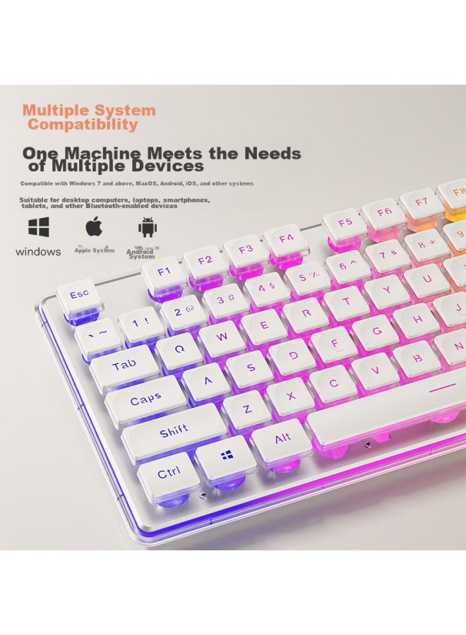 Eweadn V3 Wireless Bluetooth Wired Tri-mode Single Keyboard, True Mechanical Feel, Low-profile, High Aesthetic Value, Slim, For Gaming, Office, Laptop, Desktop Computer, Ipad, Universal Peripheral, Cream White - Image 4