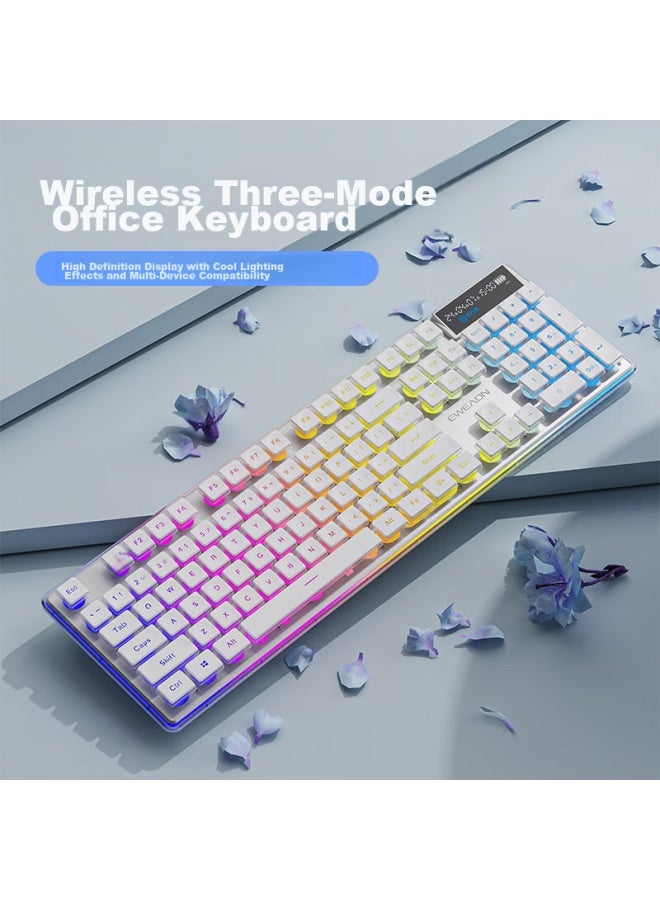 Eweadn V3 Wireless Bluetooth Wired Tri-mode Single Keyboard, True Mechanical Feel, Low-profile, High Aesthetic Value, Slim, For Gaming, Office, Laptop, Desktop Computer, Ipad, Universal Peripheral, Cream White - Image 1