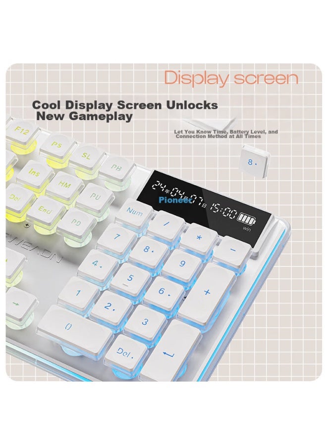 Eweadn V3 Wireless Bluetooth Wired Tri-mode Single Keyboard, True Mechanical Feel, Low-profile, High Aesthetic Value, Slim, For Gaming, Office, Laptop, Desktop Computer, Ipad, Universal Peripheral, Cream White - Image 2
