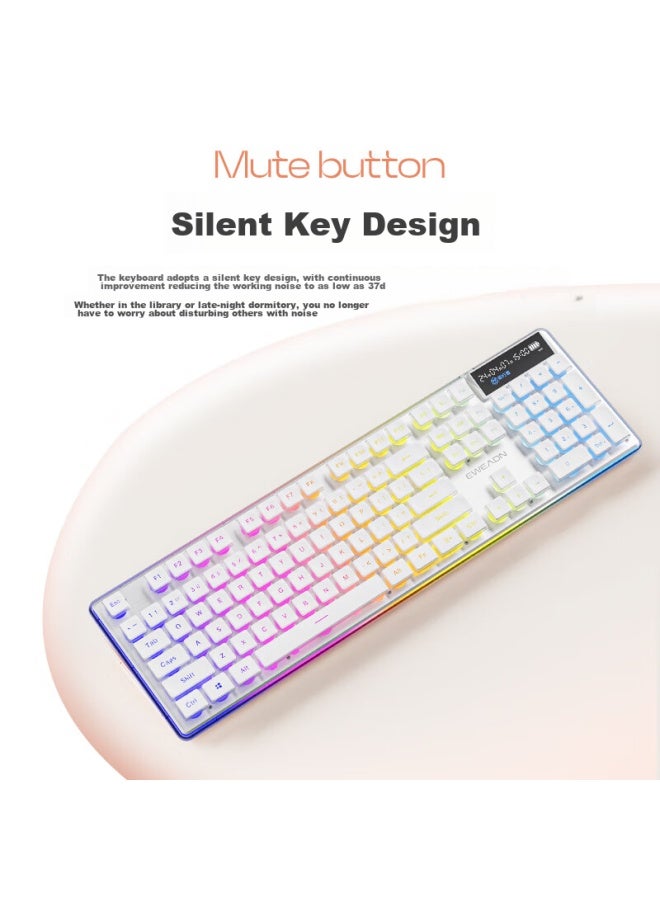 Eweadn V3 Wireless Bluetooth Wired Tri-mode Single Keyboard, True Mechanical Feel, Low-profile, High Aesthetic Value, Slim, For Gaming, Office, Laptop, Desktop Computer, Ipad, Universal Peripheral, Cream White - Image 3