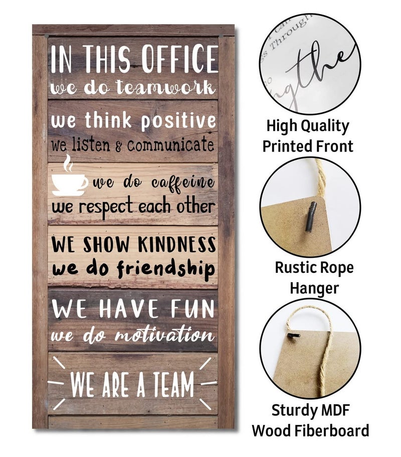 Gkwa We Are A Team Office Signs Decor, Hanging Wood Sign Office Decoration, Motivational Quotes Wall DÃ©cor, Human Resources Offices Wall Decoration, Team Gift, Gift for Leader - Image 3